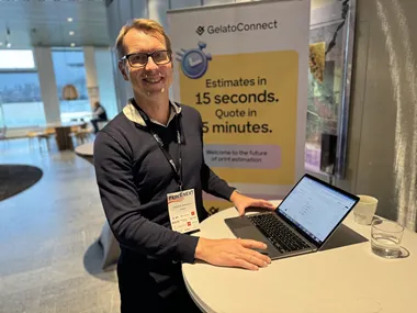 <p>Fredrik Andersson visade hur Gelatos priskalkylator fungerar – ger offertförslag på ett par sekunder.</p>
