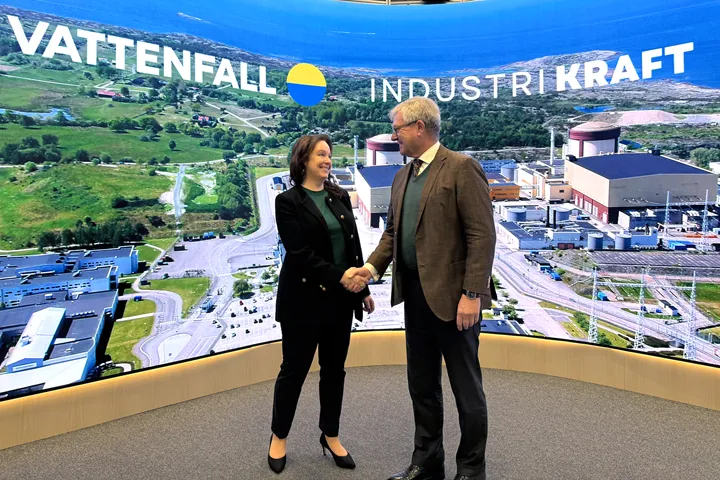 <p>Anna Borg, vd och koncernchef på Vattenfall och Tom Erixon, ordförande i Industrikraft och koncernchef för Alfa Laval.</p>
