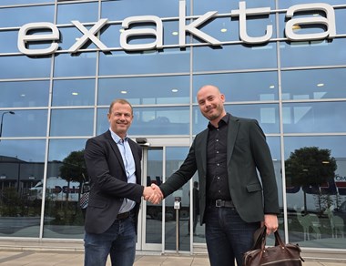 <p>Patrick Andersson, vd på Exakta och Patrik Agblad, säljare på Visutech.</p>
