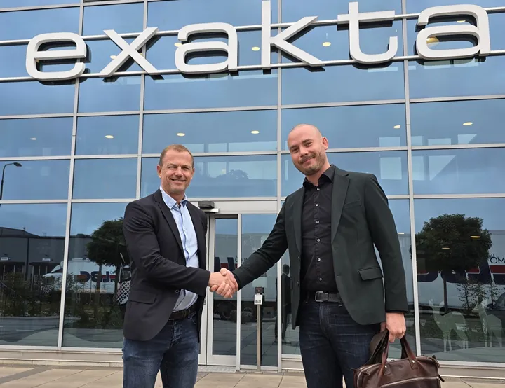 <p>Patrick Andersson, vd på Exakta och Patrik Agblad, säljare på Visutech.</p>
