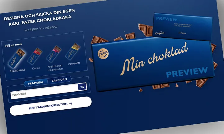 <p>Enkelt att skriva en hälsning på chokladkakan.</p>
