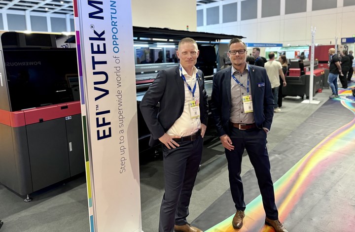 <p>Victor Bildsten och Christian Loskog på Marabu Scandinavia träffade kunder på årets Fespa-mässa i Berlin.</p>
