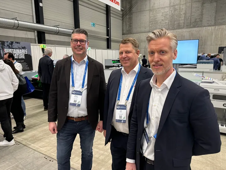 <p>Mikael Arnberg, Jack Dahl och Mathias Jakobson tog emot de nordiska kunderna i Horizons monter på Hunkelerdays.</p>
