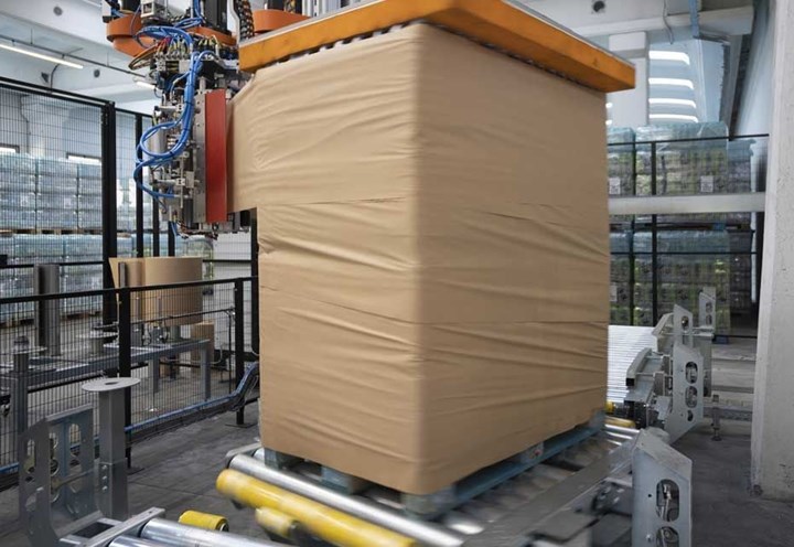 <p>Det pappersbaserade pallsvepet produceras på pappersbruket Smurfit Westrocks Nervion i Spanien.</p>
