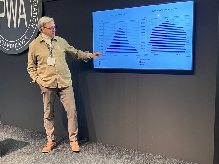 <p>Christian Lundell, vd för Nordiska Textilakademin, delade med sig av kunskap om framtiden för textilbranschen.</p>

