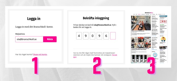 <p>1. Mata in din mejladress 2. ange kod som kommer på email 3. Börja läsa</p>
