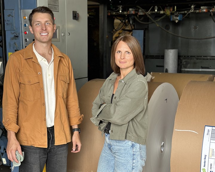 <p>Syskonen Christofer och Susanna Hammarström driver Markbladet Tryckeri i Skene.</p>
