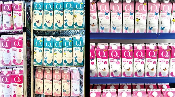 <p>Glomma Papp har utvecklat en ny lösning för mjölklogistik. Före (t.v.) och efter (t.h.) förändringen.</p>
