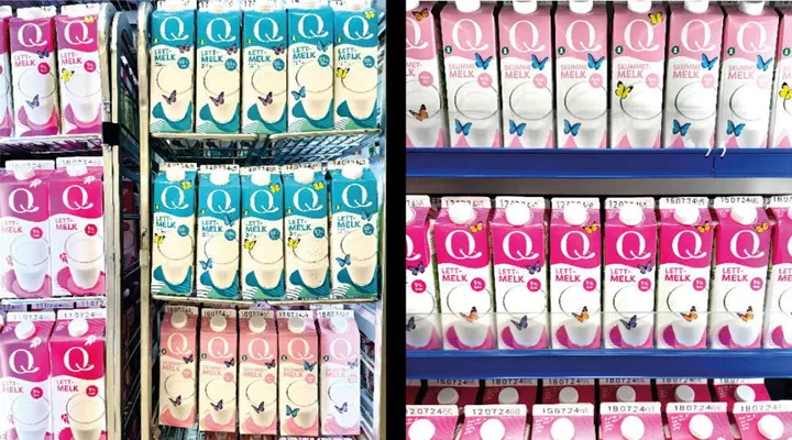 <p>Glomma Papp har utvecklat en ny lösning för mjölklogistik. Före (t.v.) och efter (t.h.) förändringen.</p>
