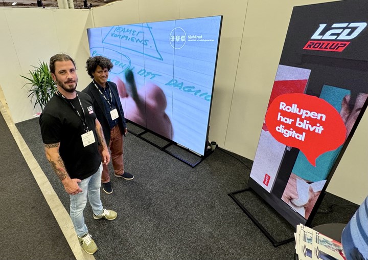 <p>Ägaren och grundaren Selim Kalkan på Led Rollup Sweden med säte i Halmstad. Walter Carvajal är företagets representant i Stockholm.</p>
