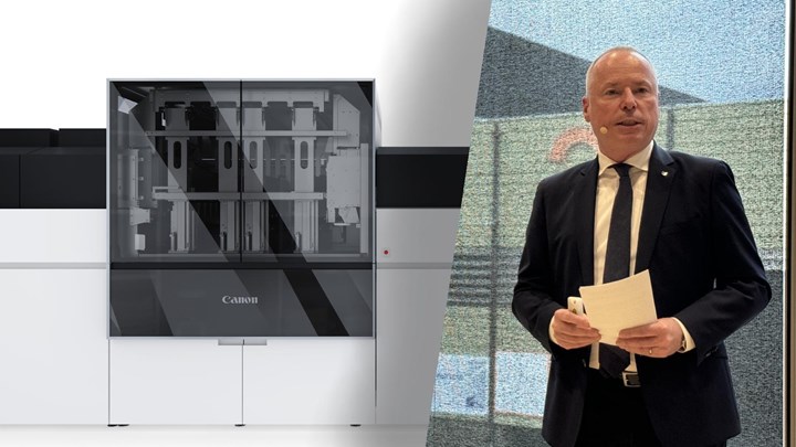 <p>Peter Wolff presenterade Canons helt nya inkjetpress i det större B2-formatet.</p>
