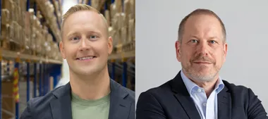 <p>Andreas Malmström till vänster ny vd för Jobman Texet och avgående vd Joakim Rothschild till höger.</p>
