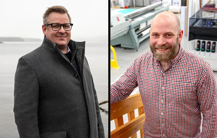 <p>Johan Wedin, vd på Gerdins Invest, och Lennie Nylén, vd på Original Tryckeri.</p>
