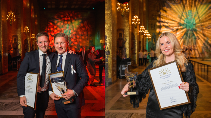 <p>Bröderna Adam och Daniel Brånby från Woolpower vinner Årets Företagare i Sverige 2023 och Madelene Törnblom från Maya Delorez vinner Årets Unga Företagare i Sverige 2023.</p>
