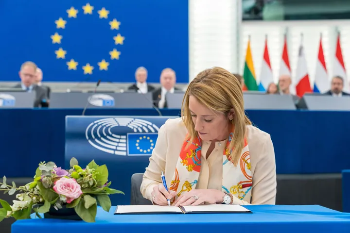 <p>Roberta Metsola, är Europaparlamentets talman.</p>
