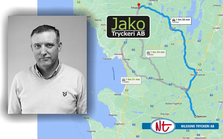 <p>Anders Jacobsson på Nilssons Tryckeri som har förvärvat Jako Tryckeri i Torup.</p>
