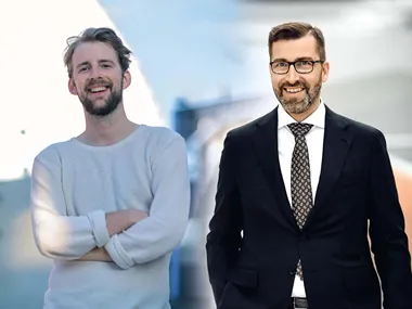 <p>Jakob Nordfeldt, vd på Skrym och Mathias Krümmel som är vd för Postnord Sweden.</p>
