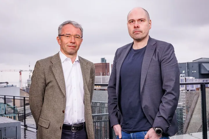 <p>Amedias styrelseordförande André Støylen och koncernchef Anders Møller Opdahl.</p>
