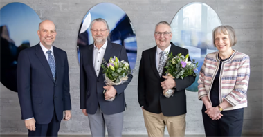 <p>Mikael Hannus, Marcus Wallenbergstiftelsen, Herbert Sixta, Aalto-universitetet, Ilkka Kilpeläinen, Helsingfors universitet och Johanna Buchert, Marcus Wallenbergstiftelsen.</p>
