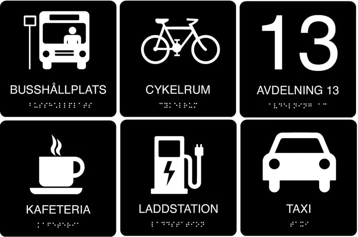<p>Några av de många taktila skyltar som nu går att köpa på nya sajten.</p>
