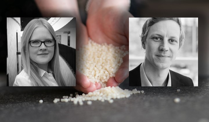 <p>Marcus Elmer och Maria Edvardsson på Polynex.</p>

