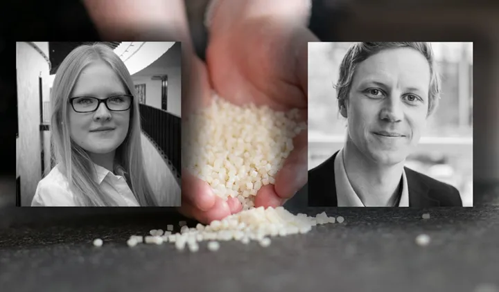 <p>Marcus Elmer och Maria Edvardsson på Polynex.</p>
