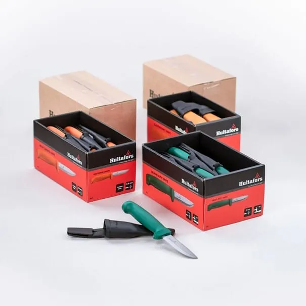 <p>Med Hultafors nya knivförpackningar transporterar man 50 procent mindre luft.</p>
