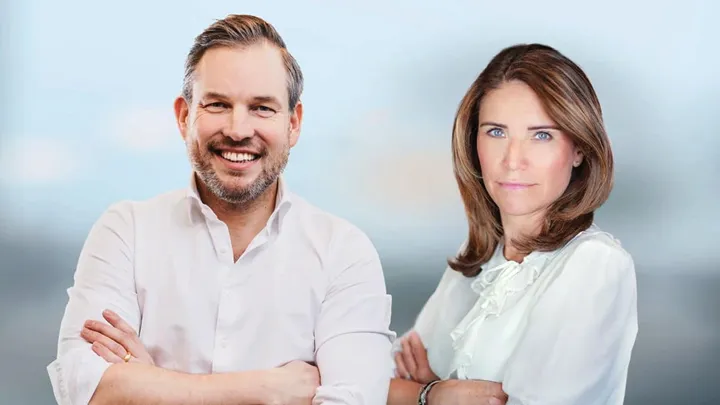 <p>Tommy Eklund, vd för Fortnox och Anna Bergius, vd för Offerta.</p>
