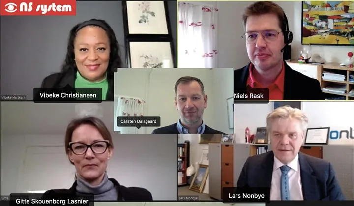 <p>NS Systems styrelse. Vibeke Hartkorn uppe i vänstra hörnet blir ny ordförande.</p>
