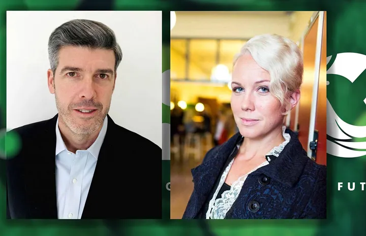 <p>David Medlin, ansvarig för Norden på Vistaprint och Anna-Carin Sandberg Jödahl, vd för Drivhuset, organiserar en tävling för start-ups.</p>
