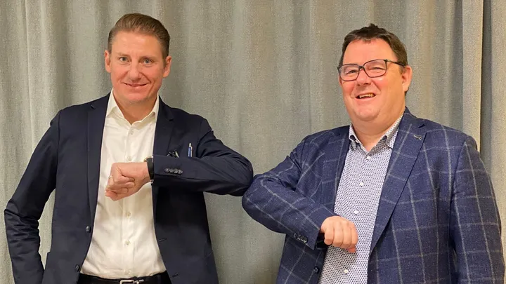 <p>Stefan Blomqvist, vd 21grams och Hans Leybaert, vd Unifiedpost Group.</p>
