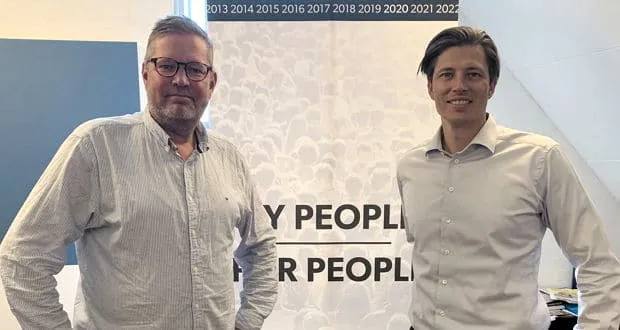 <p>Henrik Lund Sørensen, JT Gruppen och Jesper Røgind Jørgensen, Addbrand Denmark.</p>
