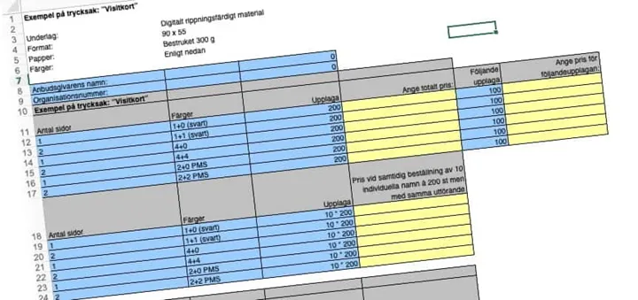 <p>Grafiska företag fyller ofta i stora priskorgar i samband med anbud i offentliga upphandlingar. Priserna blir snabbt gamla och tar orimligt mycket tid att fylla i.</p>
