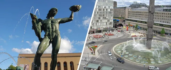 <p>Göteborgstryckeri öppnar i Stockholm. (Bilder: Wikimedia Commons. Götaplatsen av Historiker och Sergels torg av de:Benutzer:Stern. Bilderna är beskurna)</p>
