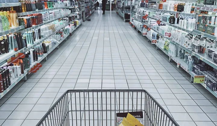 <p>View of market stall in store</p>

