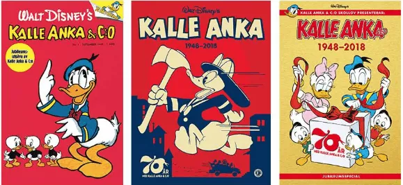 <p>De första svenska numren av Kalle Anka</p>
