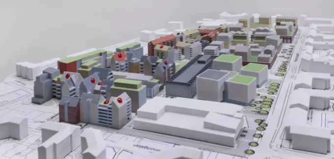 <p>3D-printad modell av Ebbepark i Linköping. (Bild: Arkitektkopia)</p>
