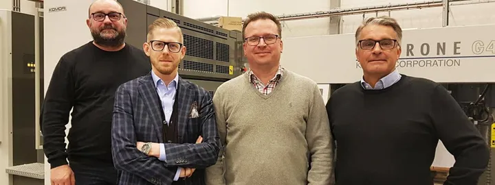 <p>Magnus Granath (IT-chef), Fredrik Fenberg (försäljningschef), Fredrik Nilsson (produktionschef), Peter Wessner (ekonomichef). Fredrik och Peter är senaste tillskotten till Holmbergs i Malmö.</p>
