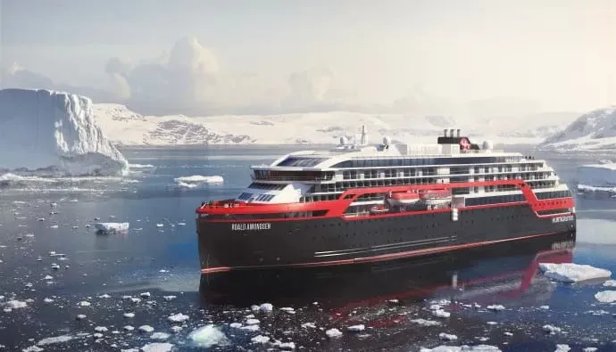 <p>Hurtigrutens nya hybridskepp MS Roald Amundsen och MS Fridtjof Nansen ska ta gäster närmare naturen med grön teknologi – blir världens första första elhybriddrivna expeditionsskepp. (Bild: Hurtigruten)</p>
