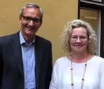 <p>Magnus Peterson och Marina Pååg på Danagårdlithos Stockholmskontor.</p>
